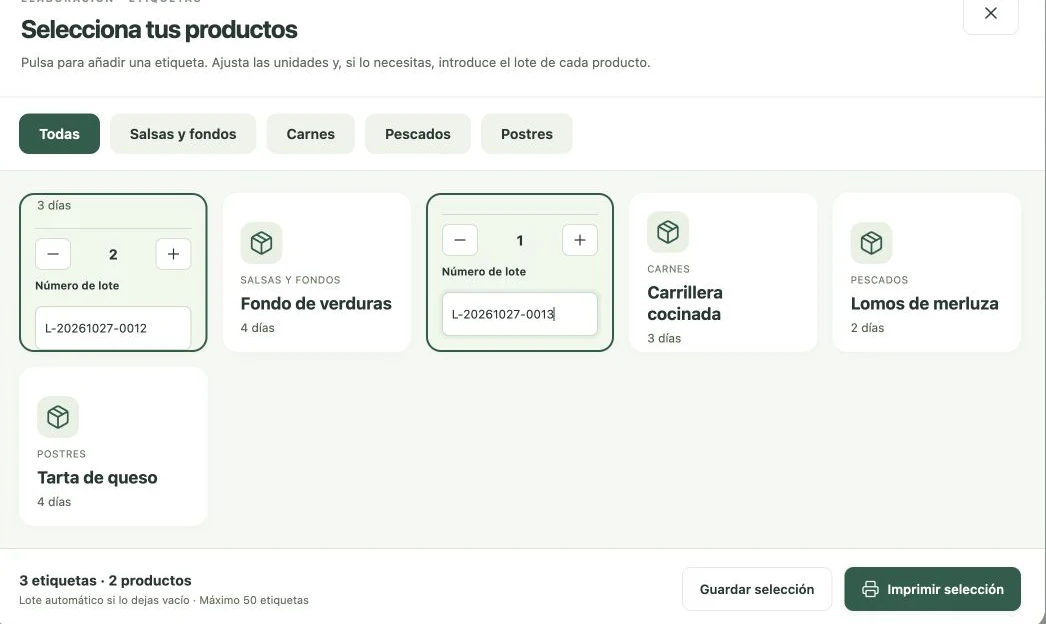 Etiquetas · Interfaz BARRAPOST con datos de demostración