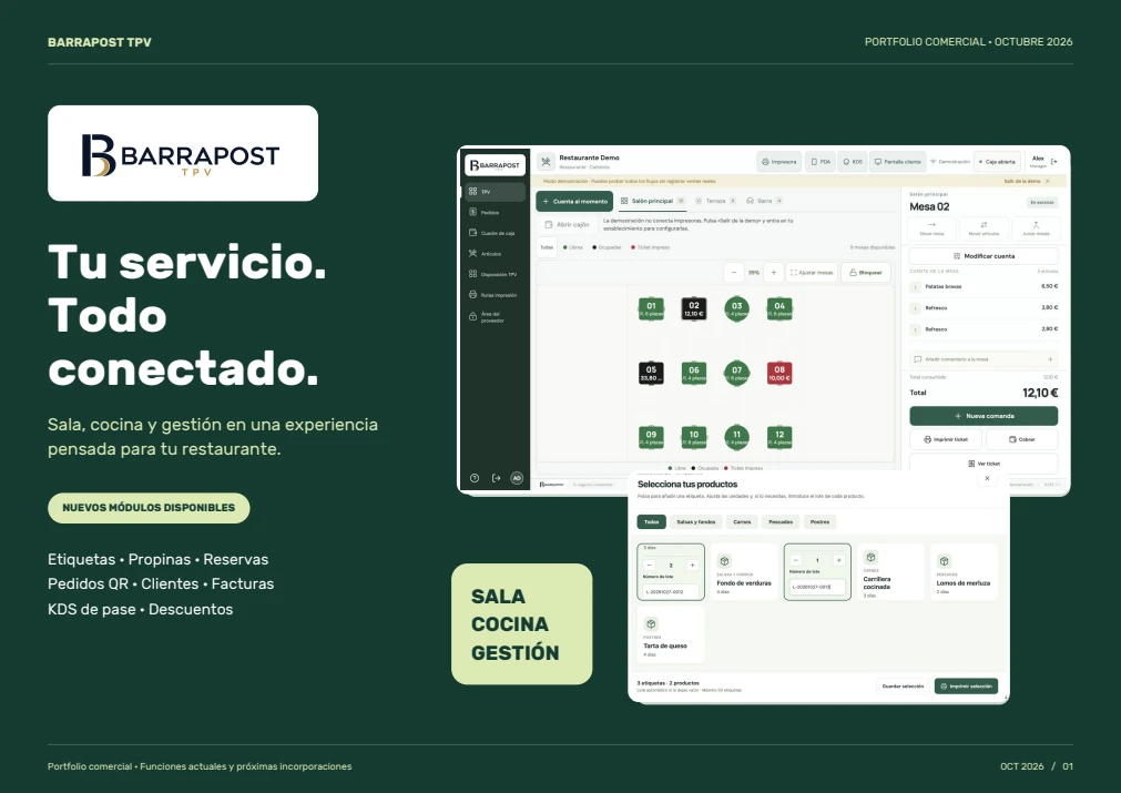 Portada del portfolio comercial de BARRAPOST TPV
