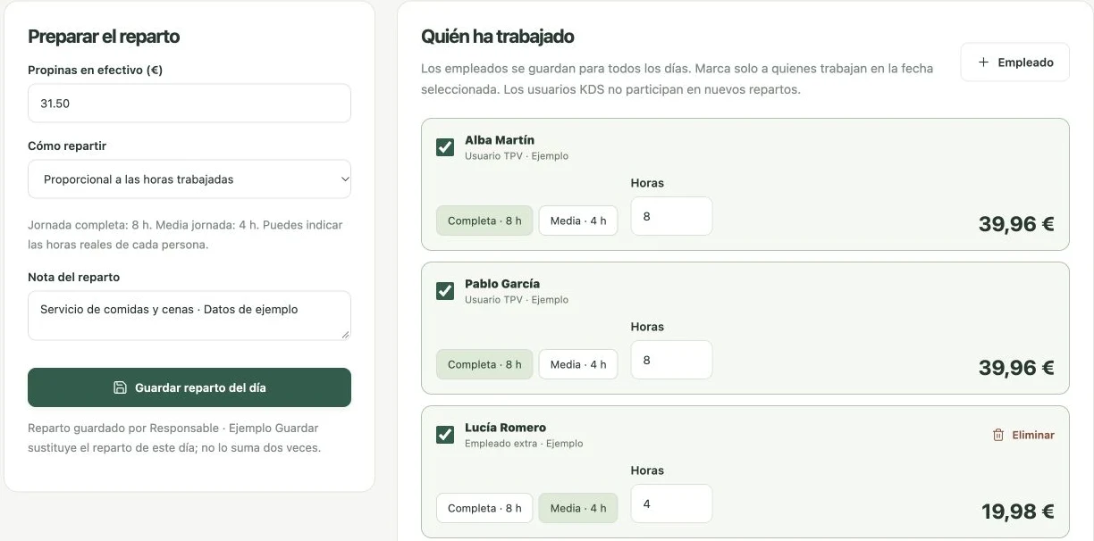Propinas · Interfaz BARRAPOST con datos de demostración